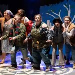 Cast of Five Towns College's production of "Into the Woods" performing a modern reinterpretation of the classic musical.