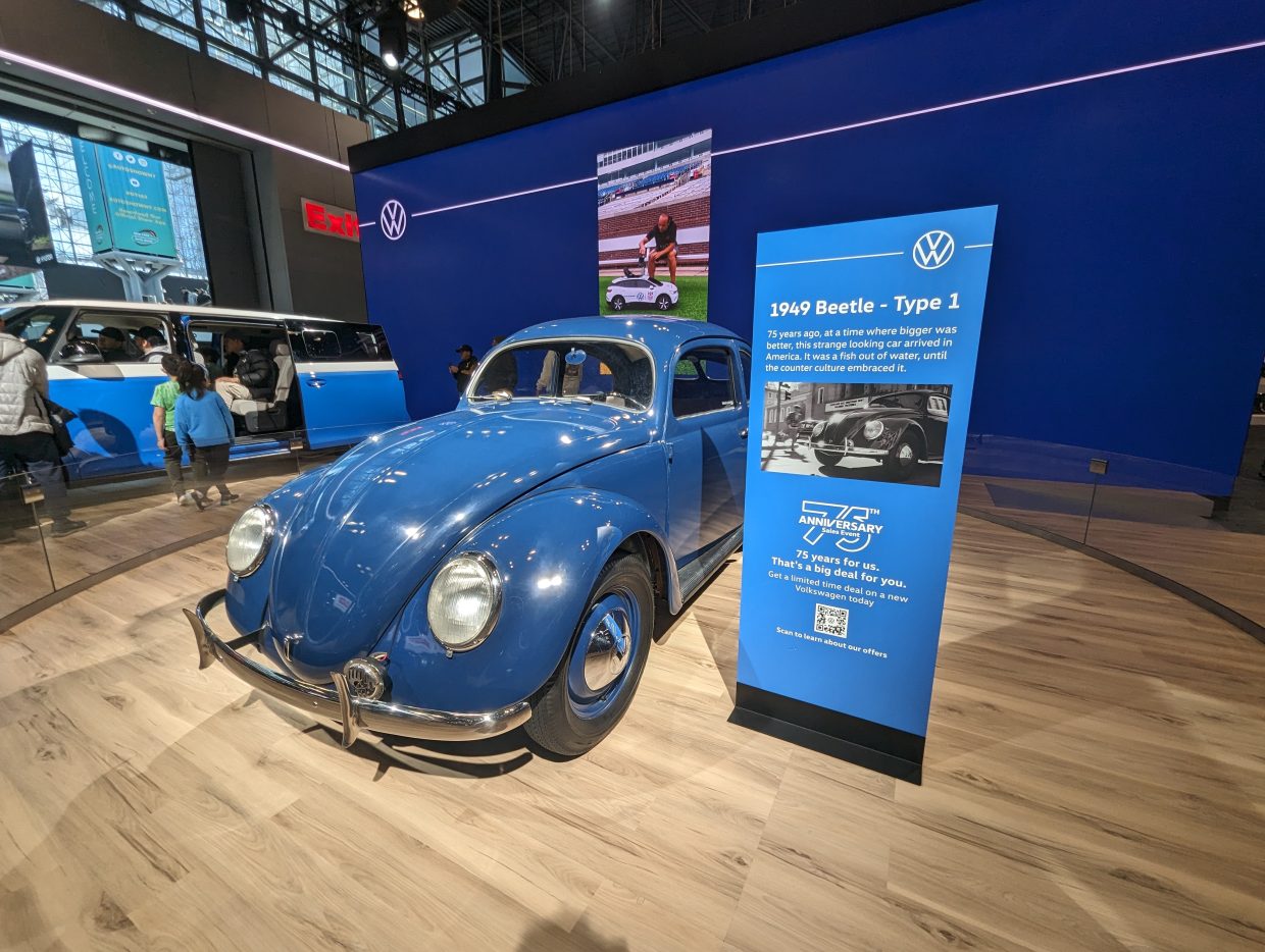 1949 Volkswagen Beetle – Type 1 celebrating its 75th anniversary at the 2024 New York International Auto Show.