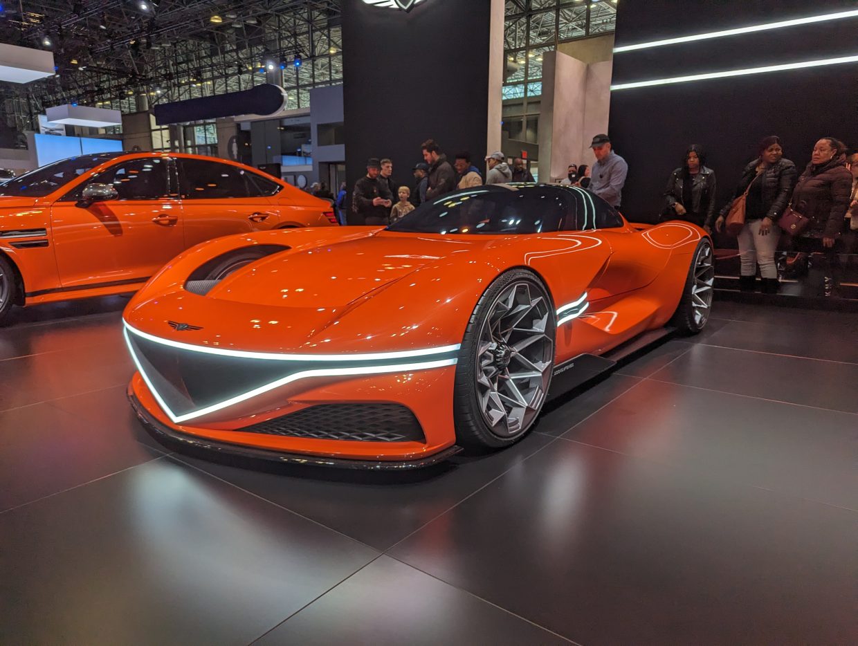 Genesis Magma concept car on display at the 2024 New York International Auto Show.